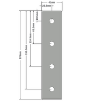 41-130-0 MODULAR SOLUTIONS TIE PLATE 45MM X 180MM CREATES RIGHT ANGLE, MOUNTING HARDWARE NOT INCLUDED